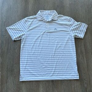 Rhoback Men’s Short Sleeve Performance Polo white Blue Stripe Size L